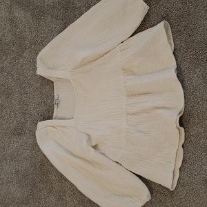 Madewell white square neck linen gauze top